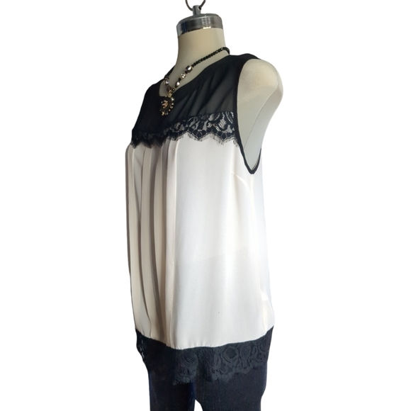 DOROTHY PERKINS Luxury Beige and Black Chiffon Sleeveless Blouse Size 14 - Picture 8 of 16